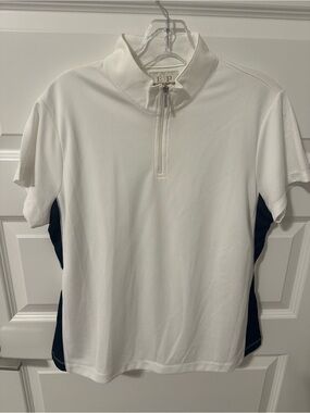 Ladies EP Pro White Short-Sleeve Quarter-Zip Polo with black Side Panels